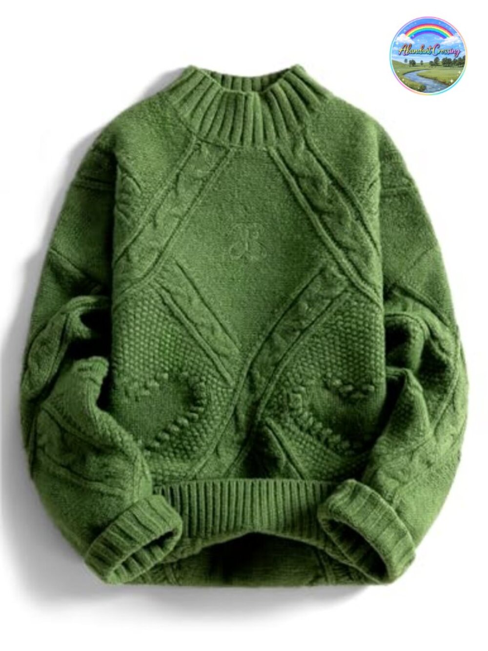 Oversized Cable Knit Chunky Sweater Mock Neck Long Sleeve Pullover